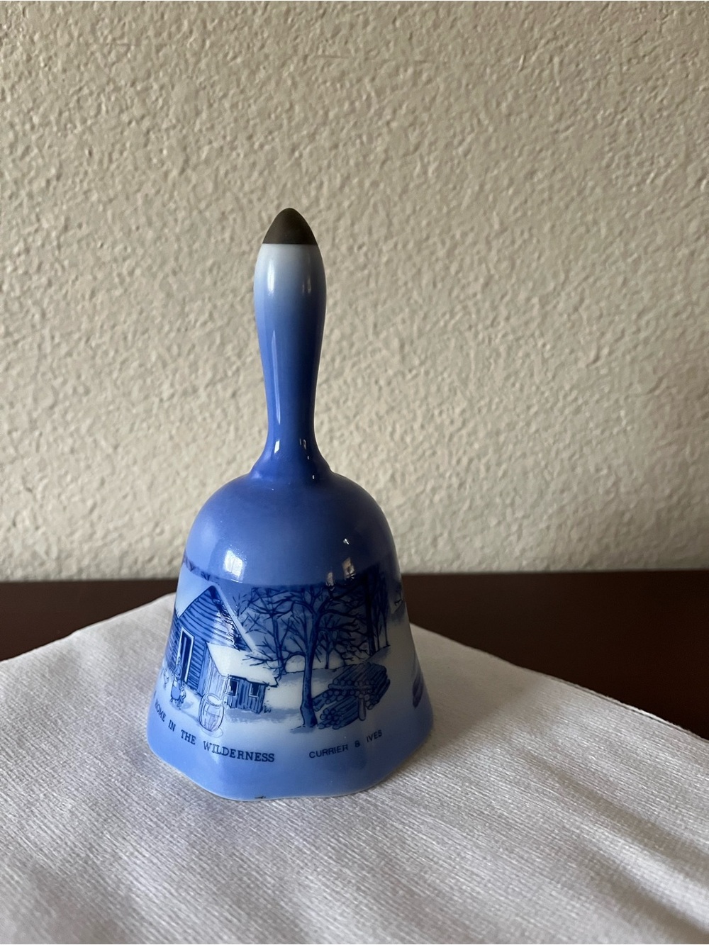 vintage "A Home in the Wilderness" ceramic bell by Currier and Ives